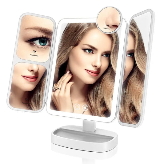 LED Magnifying Makeup Mirror with Adjustable Rotation