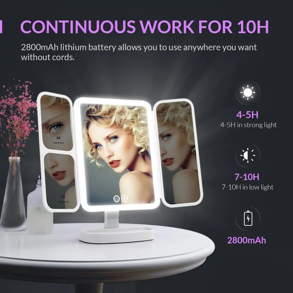 LED Magnifying Makeup Mirror with Adjustable Rotation