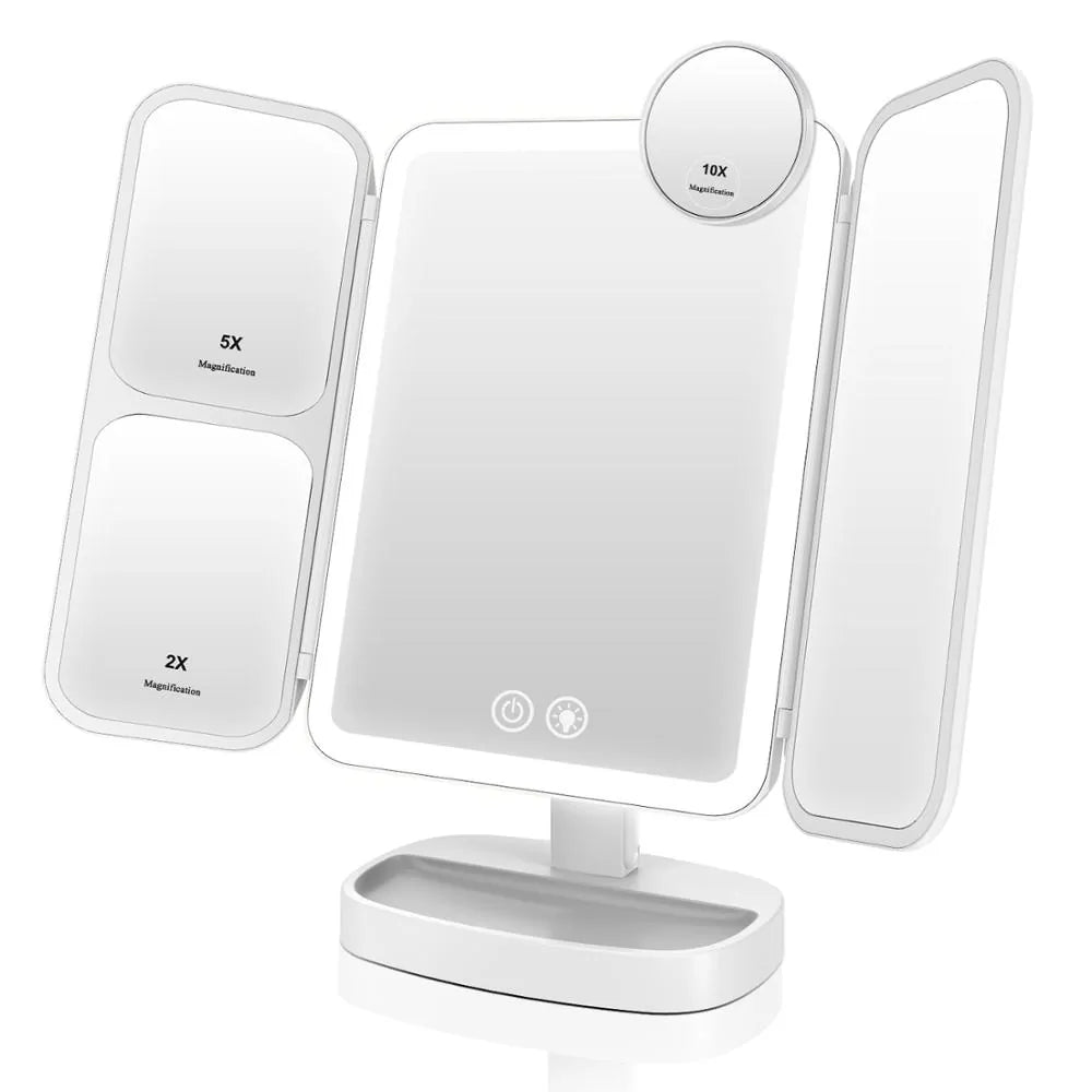 LED Magnifying Makeup Mirror with Adjustable Rotation