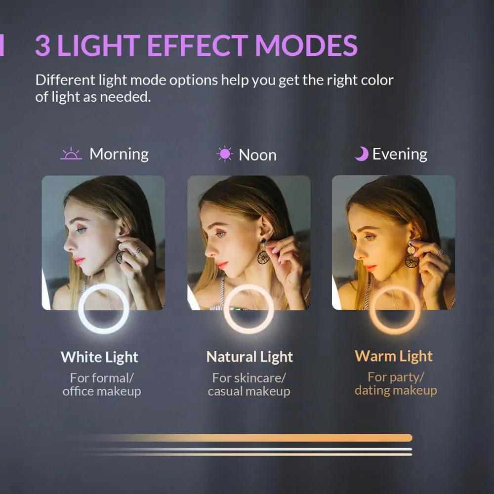 LED Magnifying Makeup Mirror with Adjustable Rotation