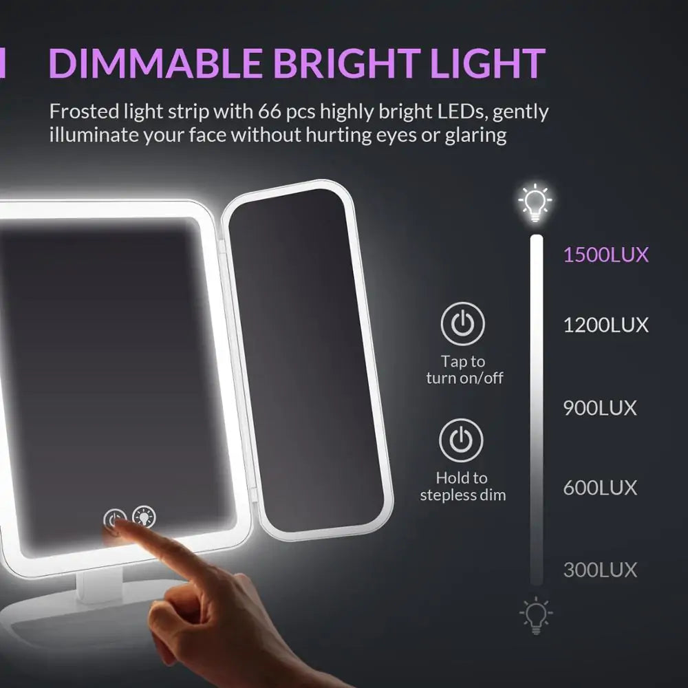 LED Magnifying Makeup Mirror with Adjustable Rotation