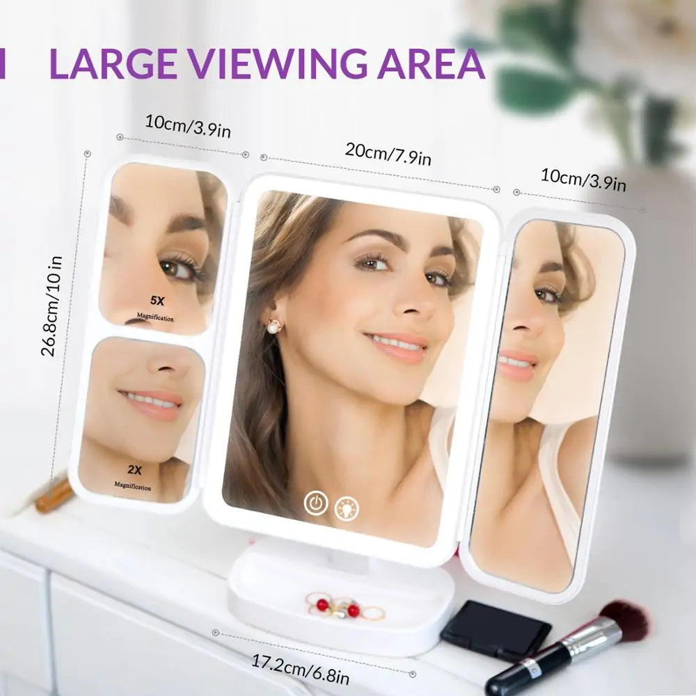 LED Magnifying Makeup Mirror with Adjustable Rotation